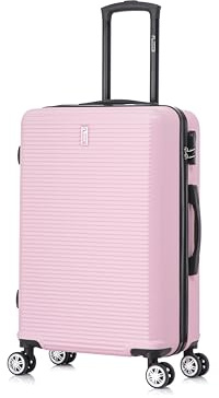 CELIMS - Mittlerer Koffer Neon Gelb, Hartschale mit 4 Rollen, leicht, Aufgabegepäck 20 kg, 65 cm | Integriertes Schloss | ABS | Wochenendkoffer | Hellrosa