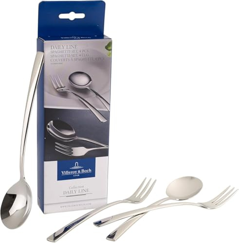 Villeroy & Boch – Daily Line Specials Spaghetti Besteck Set 12 Teilig Spülmaschinenfest, Pastabesteck, Mit Spaghettigabel/Nudelgabel Und Spaghettilöffel/Nudellöffel, Gabel Und Löffel, Edelstahl