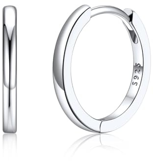 Silvora Kleine Creolen Silber 6mm/8mm/10mm/12mm/14mm/16mm/18mm/20mm Damen | 925 Silber Ohrringe Hoop Huggie Creolen Silber/Gold/Schwarz/Rosegold Schläfer Kreolen für Frauen Herren Männer