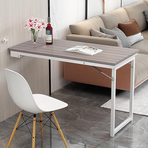 Wall Mounted Folding Table - Drop Leaf Dining Table - Space-Saving Wall-Mount Desk for Kitchen, Dining Room, Bedroom Workbench