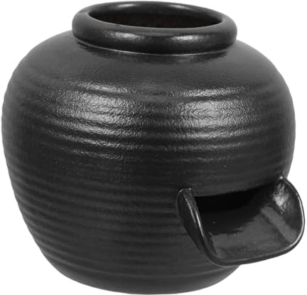 Toyvian Fontaine Cascade Pot Céramique Circulante pour Aquarium et Jardin Design Ouvert Compatible Plantes Hydroponiques Décoration Zen Intérieure et Extérieure Pot Noir Petite