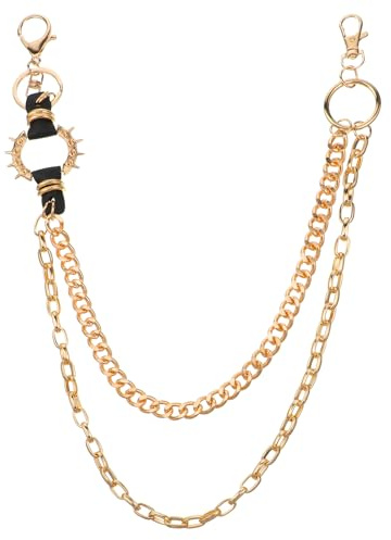 YBEATY Punk Hose Kette Hosenkette Gürtel Kettes Doppelschicht Jeans Ketten Portemonnaie VintageGürtelketten mit Karabinerverschluss mehrlagig klobiger Hosenschmuck Accessoire für Herren Damen