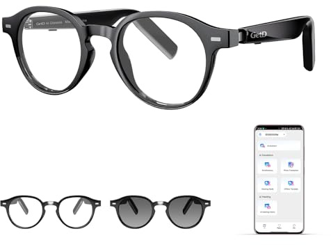 GetD Lunettes AI – Intelligence ChatGPT et Traduction instantanée par IA | Verres photochromiques. Traduction IA dans 145 langues. Appels mains libres. Audio immersif. Conversations avec l'IA