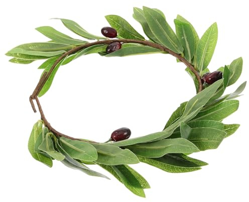 Cabilock Künstlicher Olivenblatt Kranz aus Gewebe Leicht Grün Stilvoller Blumenkopfschmuck für Braut und Karneval
