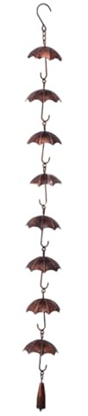 Regenschirm-Regenkette - Metall-Dekorationskette, hängender Regenfänger für den Außenbereich, Regenwasserspeicher im Regenschirm-Design | Perfekt für Hausgarten, Terrasse, , Dachüberstände, Reg