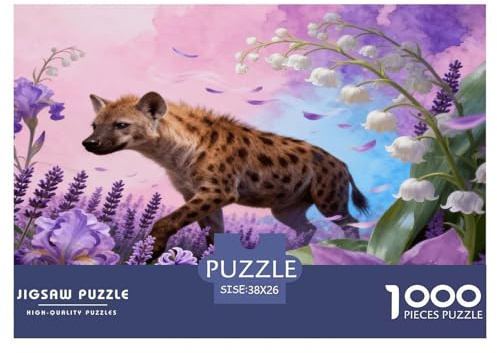 Puzzle Hyène 1000 Pièces pour Adultes Et Enfants, Jeu De Société Convivial, Casse-tête Dreamy Buisson Fleuri, Home Decor, Cadeau Famille 38x26cm/1000pcs