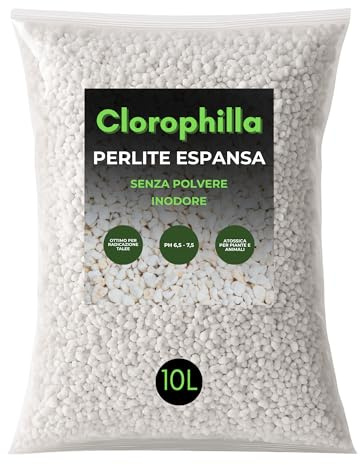 CLOROPHILLA Perlite per Piante in Vaso Leggera e Porosa, Perlite Giardinaggio Ideale per Terricci, per Piante, Ortaggi e Spezie (10 Litri)