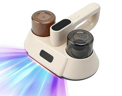 Matratzenstaubsauger UV-C & Ultraschall, Doppelbecher, für Bett & Sofa | Schnurlos, starke Saugkraft, Milbensauger für Bettbezüge, Matratzen, Stoffsofas, inkl. 2 Filter