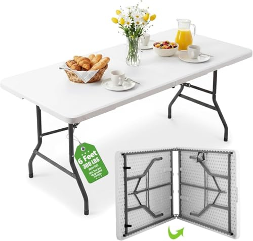 6ft 1.8m Folding Heavy Duty Catering Trestle Party Garden Table With Carry Handle Portable Space-Saving Outdoor & Indoor Use Flexible Space