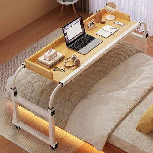 Table de lit mobile avec roulettes, table d'ordinateur avec roulettes réglable en hauteur, plateau de nourriture, table médicale roulante pour la maison, le bureau, l'hôpital