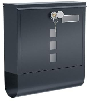 Wintem - Buzón de Exterior Impermeable de Acero Inoxidable con Cerradura y 2 Llaves, Ventana para el Nombre y Compartimento periódico, instalación en Pared para casa y Oficina