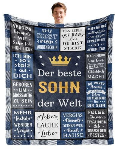 twirush Sohn Geschenk, Sohn-Geschenk von Mutter Papa, Geschenk für Sohn, Geburtstag, Weihnachten, Azubi Geschenk, Abschluss Geschenk, Geschenke zum Sohn Geburtstag Decke 150x130CM