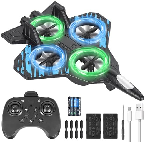 Mini Drohne für Kinder,RC Flugzeug Spielzeug Quadrocopter Drone für Kinder und Anfänger mit 2 Akkus,Ein-Knopf Start/Landung,360°-Flips,Geschenk für Jungen Mädchen