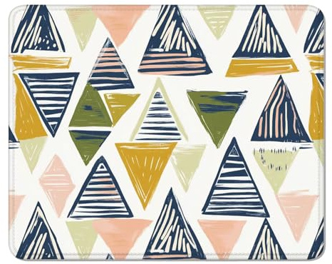 Alfombrilla Ratón con Bordes Cosidos, Mouse Pad con Motivos 15 x 20 cm, Base Antideslizante y Superficie Impermeable, Seguimiento Preciso para Ratón Óptico, Láser y Gaming - Geometría & Verde XS#446