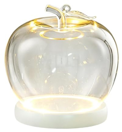 Glass Dome, Fruit Shape Glowing Ring Display with Preserved Flower Glass Cover, Decorative Showcase for Collectors, Home, Office, Apartment, Shop