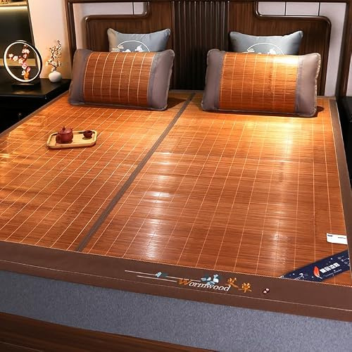 MRVAKDYDI Tapis de Couchage rafraîchissant pour l'été, Tapis de Couchage d'été en Bambou, rafraîchissant, antidérapant, Pliable, Lavable, Plusieurs Tailles(G,90 * 190CM)