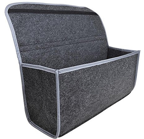 Kofferraumtasche Auto Filz Autotasche mit Klett Grau Aufbewahrungstasche Silber zusammengefaltet 235x30x500mm Offen ca 235 x 200 x 500mm