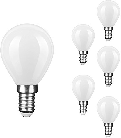NuLoXx 6er Pack LED Globe Mini G45 matt/frosted/milky E14 4W/827 2700K warmweiß, 400 LM, AC 220-240, 360° Abstrahlwinkel