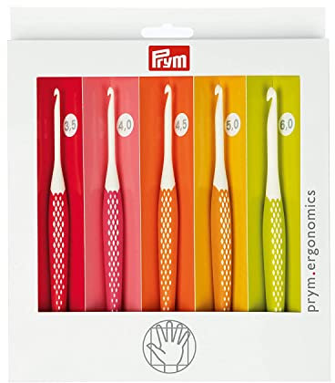 Prym 218440 Wollhäkelnadel Set prym.ergonomics, Kunststoff, multicolor, alabasterweiß, 3,5 mm - 6 mm