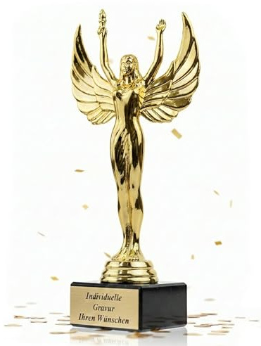 Zelaro Romantische Siegerfigur Victoria Frau – Geschenk individuell personalisiert für Frauen und Männer - Siegerstatue mit 18 cm hoch