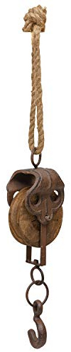 aubaho Flaschenzug Umlenkrolle Seilzug Rolle Eisen Werkzeug 50cm Antik-Stil Dekoration