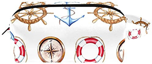 Anchors Lifebuoy Cosmetic Organizer Pouch Women Hanging Toiletry Bag Girl Portable Makeup Bags