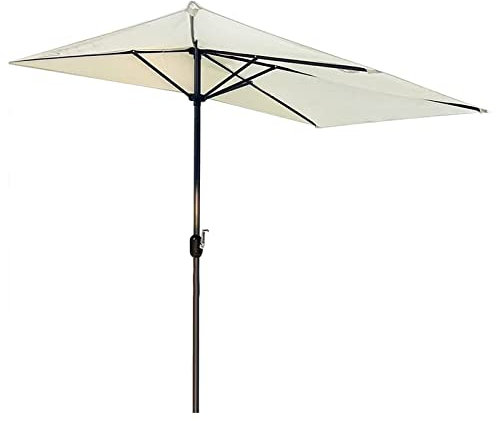 CHIPS Rechteckiger Sonnenschirm, Markt für Außenterrassen Halber Sonnenschirm, 250 X 130 cm, 200 g / ㎡ Wasserfestes Polyester, 5 Rippen (7 Farben)