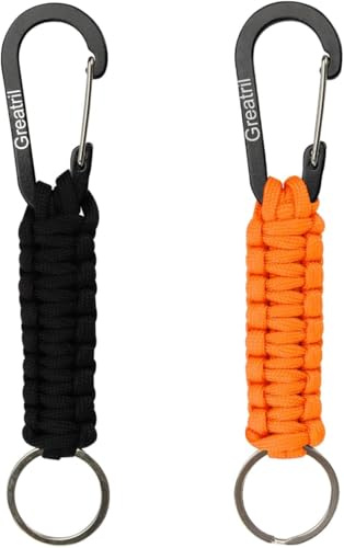 GREATRIL Paracord Schlüsselanhänger Karabiner Karabinerhaken D Ring Schlüsselband Personalisiert Schlüsselring für Draussen Motorrad Auto Camping Wandern Hunde Spazieren