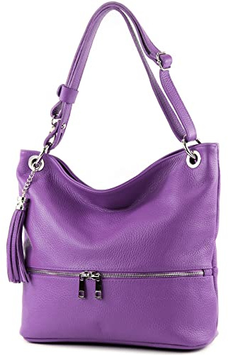 modamoda de - T143 - Borsa a tracolla in pelle, Lilla, siehe Beschreibung