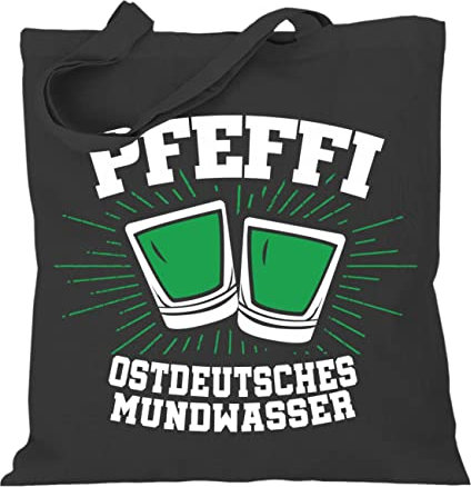 Stoffbeutel Jutebeutel Lange Henkel mit Spruch Pfefferminz Ostdeutsches Mundwasser