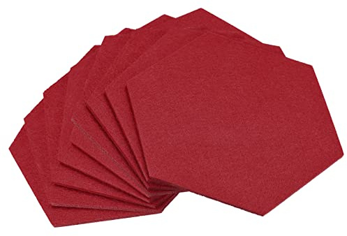 uxcell Felt Coasters, 9pcs Hexagonal Absorbent Pad Coaster for Drink Cup Pot Bowl Vase, Red