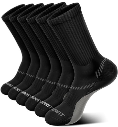 BULLIANT Calcetines Hombre 6 Pares, Calcetines Antiampollas Deporte Compresivos Senderismo Medias Futbol,Transpirable con Suela Totalmente Acolchada(6Pares-Negro2643-43-46)