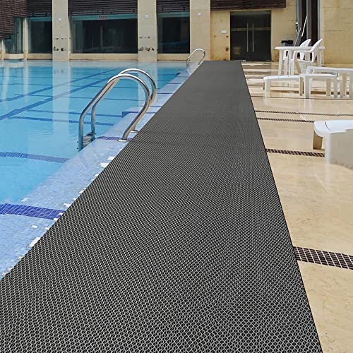 WLWLEO Drainage Non Slip Flooring Mats Swimming Pool Bathroom Anti-Fatigue Rubber Matting 3x10 Ft Heavy Duty Commercial Anti Slip Floor Mats for Garage Restaurant Sauna SPA,Gray/Grey,0.9×3M