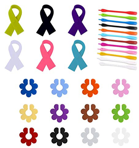 QEEQPF 30 Pcs Silicone Wine Glass Charms, Multicolored, Reusable, Cup Charms, for Weddings, Banquets, Bars