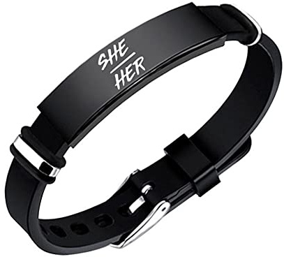 KBNSUIAN Elegante Pronomen Genders Identität She Her/He Him/Them They Silikon Armband Armreif LGBT Geschlecht Fluid Nichtbinär NB Stolz Übergangs Schmuck für Freunde Familie, Einstellbar