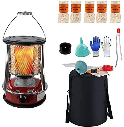 Four à pétrole d'intérieur 4,6 l de chauffage au pétrole 2600 W portable Salle de bain Chauffage à pétrole 360 ° avec 3 mèches de rechange pour camping, chauffage de tente, cuisine