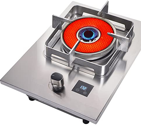 Réamorçage des ménages Gathering Energy Gas Stove, poêle simple en acier inoxydable, timing indépendant installé avec des batteries, poêle à gaz liquéfiés au gaz liquéfié au gaz naturel,Liquefied gas