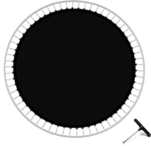 DASJD Sprungtuch Trampolin, Trampolinmatte Ersatzteile Trampolin, Incl. Federspanner, Trampolin Matte für Gartentrampolin, Schwarz, Runde,12FT/80 Buckles