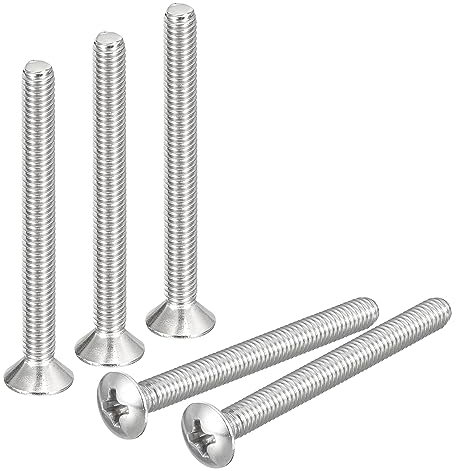 QUARKZMAN M4x45mm Tornillos Máquina Phillips Cabeza Ovalada 50uds Acero Inoxidable 304 Cabeza Avellanada Ligeramente Elevada