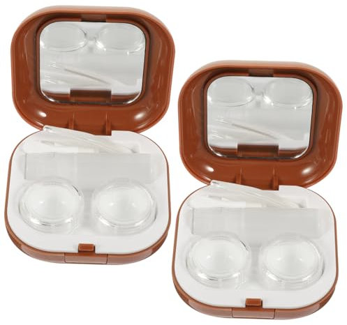 Gatuida 2sets Halloween Eye Contacts Lens Case Lens Holder Mirror Travel Beauty