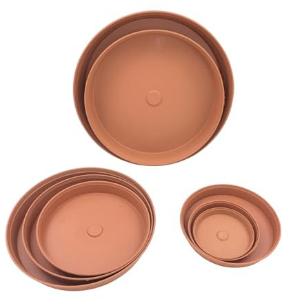 Oakland Gardens 32cm Round Plant Pot Saucer Drip Watering Tray Deep High Sided Heavy Duty Strong Rigid | Terracotta | Pack of 4