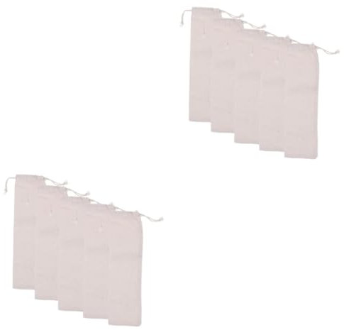 Garneck 10pcs Cotton Pouch Bag for Picnic Straw Carrying Case Bag Camping Fork Spoon Storage Reusable Straws