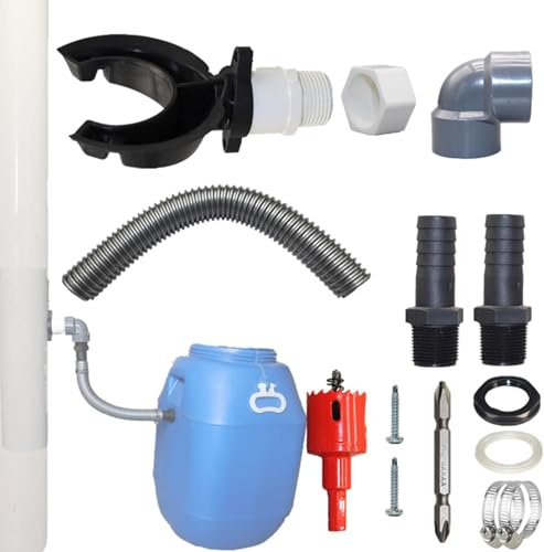 Recuperateur D Eau de Pluie pour Tuyau de Descente Ø 70-100mm, Tuyau de raccordement du recuperateur d Eau de Pluie, Récupérateur Eau de Pluie pour Toitures Jusqu'à 80 m²avec Accessoires de Montage