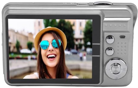 Cámara Digital 4K 48MP HD Pantalla de 2,7 Pulgadas Zoom 8X Enfoque Automático Belleza Automática Cámara de Bolsillo de Viaje Antivibración con Luz de Relleno para Adolescentes y