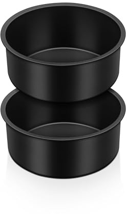 Joyfair 2Pcs Stainless Steel 4 Inch Round Cake Tin Layer Baking Mould（10cm） | Non-Stick, One-Piece Construction, Rust Resistant, Heat Resistant, Rolled Edge, Straight Side， Easy to Clean, Versatile Use
