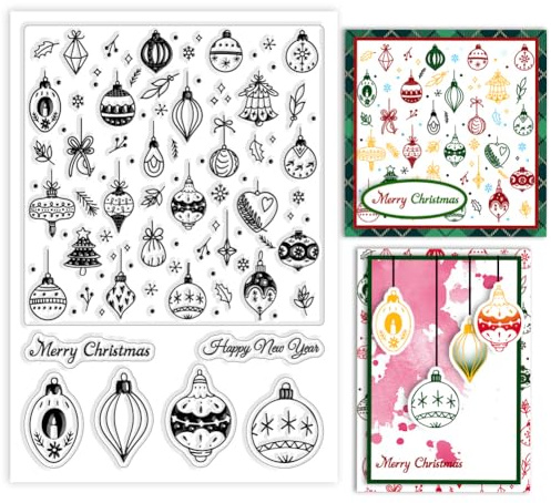 GLOBLELAND Silikonstempel Weihnachts Jingle bells Dekorationen Klare Silikon Stampl Glocken Glühbirne Weihnachtsstempel Clear Stamps für DIY Journal Scrapbooking Fotoalbum Kartenherstellung