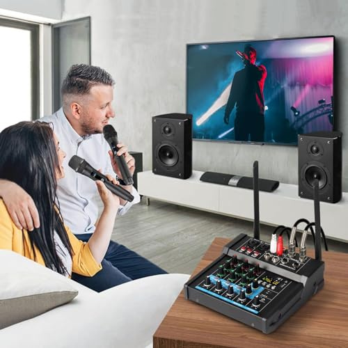 USB-Mischpult, Mikrofon, BT, Karaoke-Sound-Mixer, 6-Kanal-USB-Stick-Wiedergabe-DJ-Audio-Mixer für PC-Live-Aufnahmen (SEAFRONTmn9afogkq1-12)
