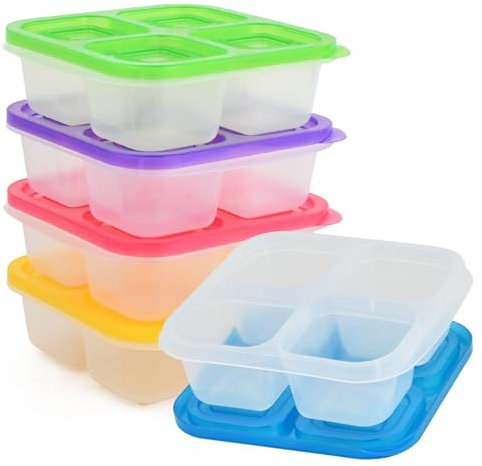 5 Pcs Scatole EasyLunchbox per la Scuola, Contenitori per il Pranzo con 4 Scomparti, Contenitori Bento per Snack Riutilizzabili, Contenitori per Alimenti Perfetti per il Controllo Delle Porzioni