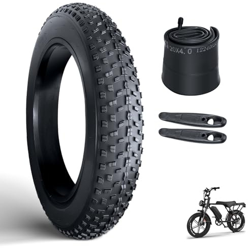 OUXI 20x4.0 Fat Tire Tube, Puncture Resistant Folding MTB Replacement Tire, 20x4.0 Fat Tyre for MTB and Ebikes, All-Terrain Directional Tread Bicycle Tires and Tubes