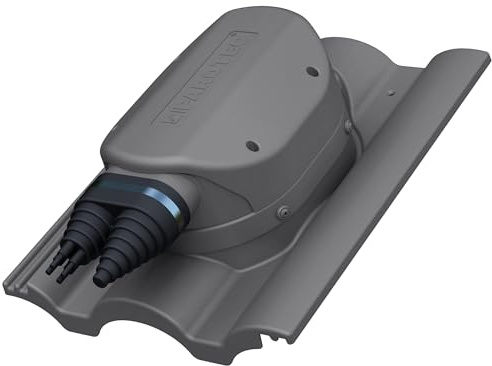 Wasserdichter PV Solardurchgang für Braas - Taunus – RAL 7024 Graphit | Dachziegel, Solar Dachdurchführung, Photovoltaik-Dachdurchgang, wasserdicht, EPDM-Dichtung, 360° drehbar